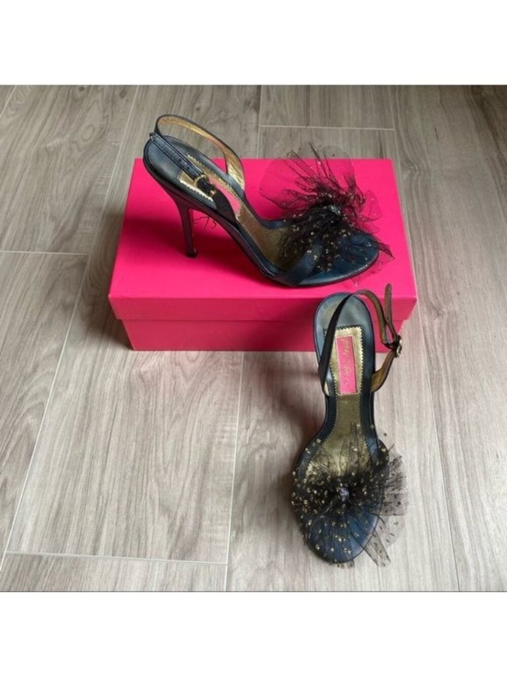 Betsey Johnson Charline Tulle Heels Gold